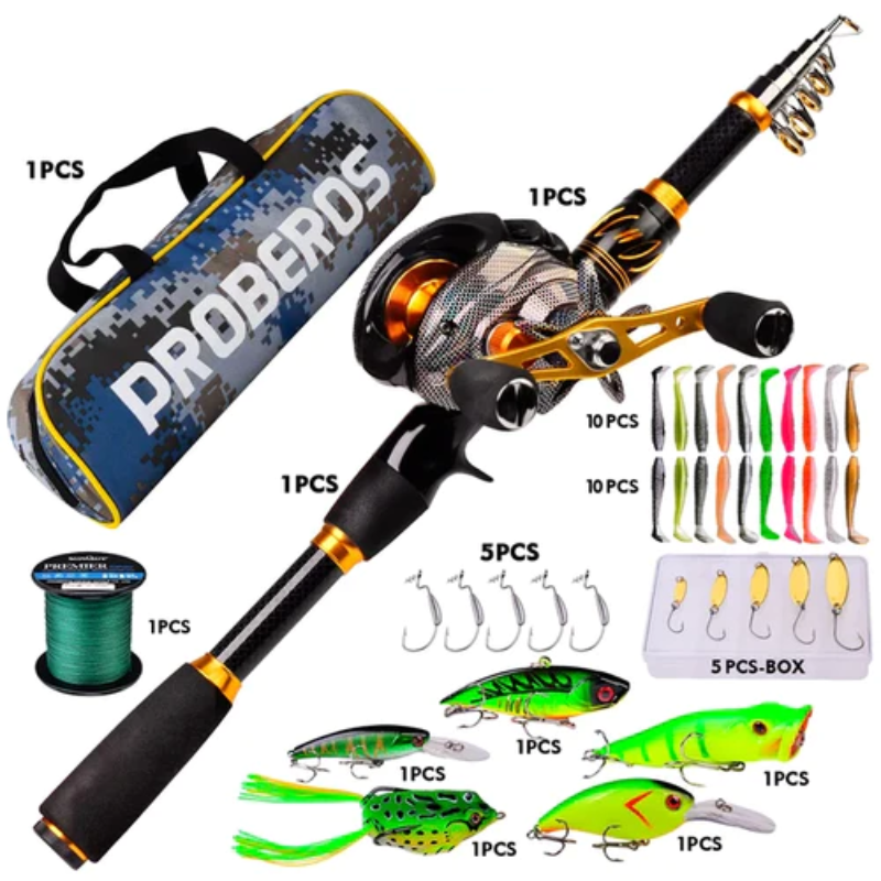 Kit Pesca Carretilha Completo - Proberos + Iscas Artificias